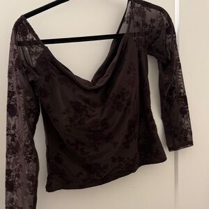 Abercrombie & Fitch Sheer Floral Blouse - Dark Brown
